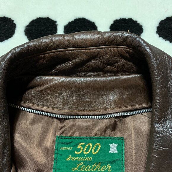 Vintage 70s Chocolate Brown Leather Retro Jacket Trench Coat Overcoat - Picture 16 of 16